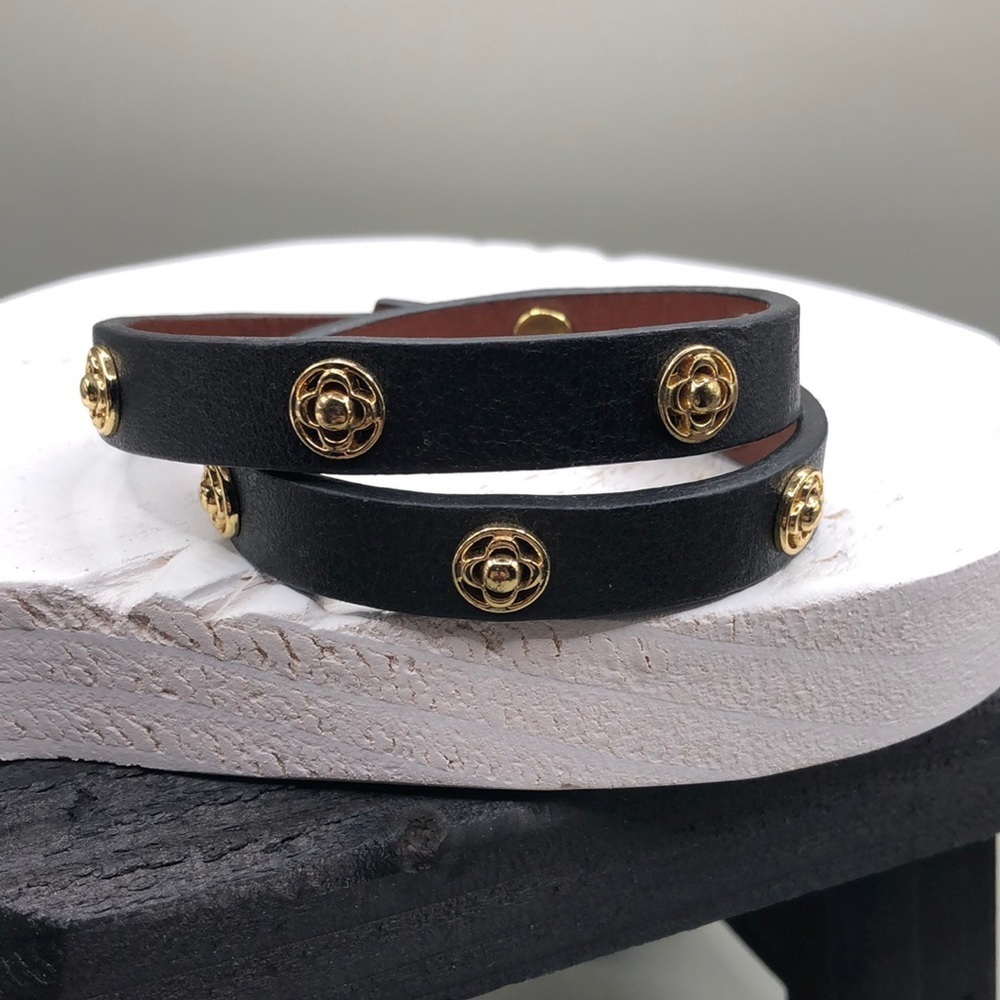 Stella and dot double wrap leather bracelet wrap around great for layering.
